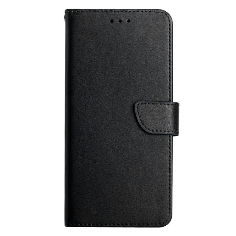 For Realme 8 5G/V13 5G/Narzo 30 5G Phone Cover Nappa Texture Genuine Leather Stand Wallet Protective Case - Black
