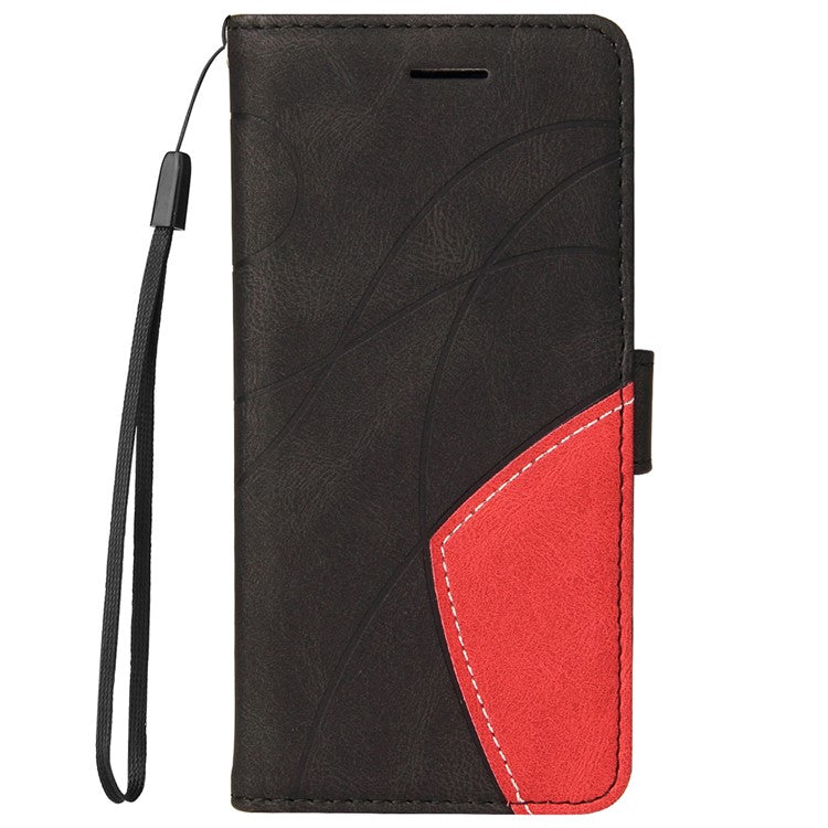 For Realme GT Neo2 5G/GT Neo 3T 5G KT Leather Series-1 Stylish Two-color Splicing Style Anti-Scratch TPU+ PU Leather Wallet Design Phone Case with Stand - Black