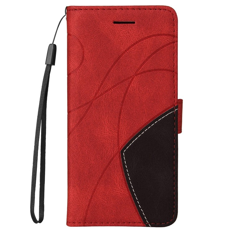 For Realme GT Neo2 5G/GT Neo 3T 5G KT Leather Series-1 Stylish Two-color Splicing Style Anti-Scratch TPU+ PU Leather Wallet Design Phone Case with Stand - Red