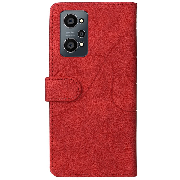 For Realme GT Neo2 5G/GT Neo 3T 5G KT Leather Series-1 Stylish Two-color Splicing Style Anti-Scratch TPU+ PU Leather Wallet Design Phone Case with Stand - Red