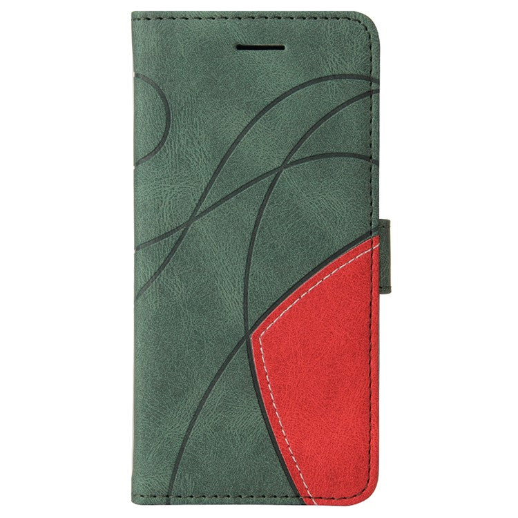 For Realme GT Neo2 5G/GT Neo 3T 5G KT Leather Series-1 Stylish Two-color Splicing Style Anti-Scratch TPU+ PU Leather Wallet Design Phone Case with Stand - Green