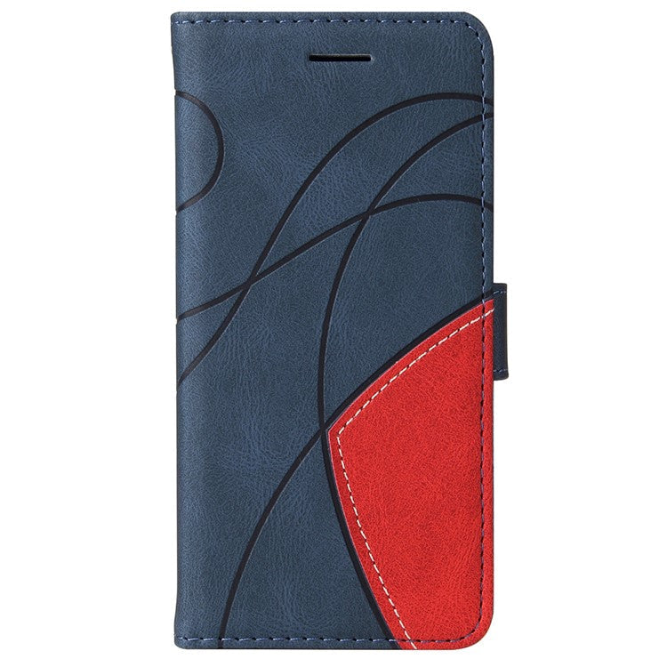 For Realme GT Neo2 5G/GT Neo 3T 5G KT Leather Series-1 Stylish Two-color Splicing Style Anti-Scratch TPU+ PU Leather Wallet Design Phone Case with Stand - Blue