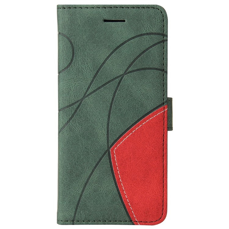 For Realme 8i/Narzo 50 4G KT Leather Series-1 Dual-color Splicing Scratch-resistant Stylish Wrist Strap PU Leather Wallet Phone Case Shell with Stand - Green