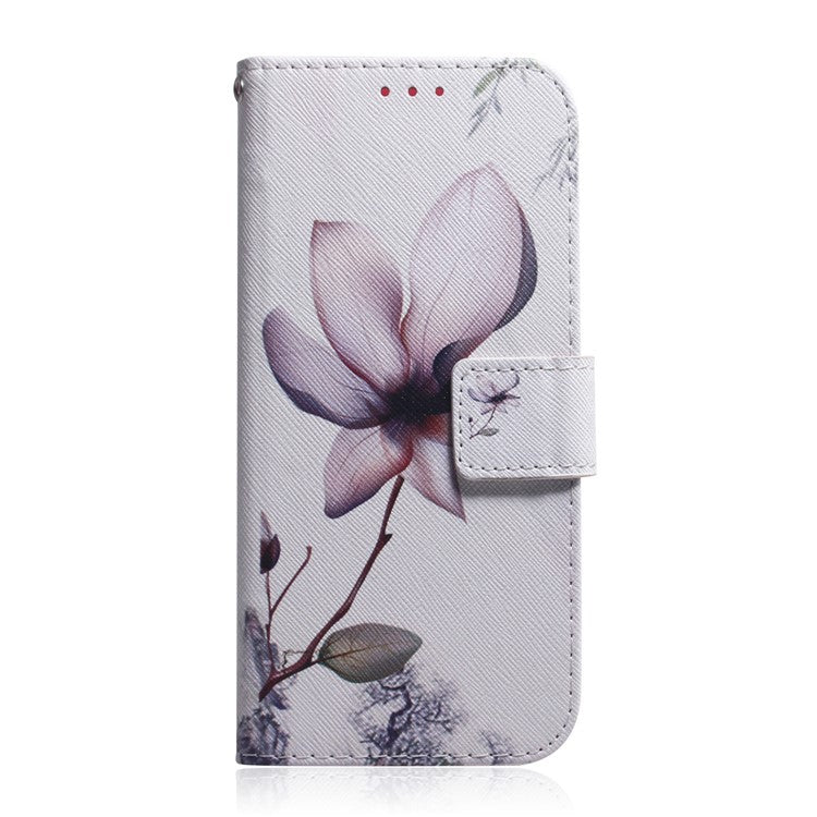 Pattern Printing Full Body Protective PU Leather Phone Case Stand Magnetic Wallet Folio Cover for Realme 8i/Narzo 50 4G - Magnolia Flower