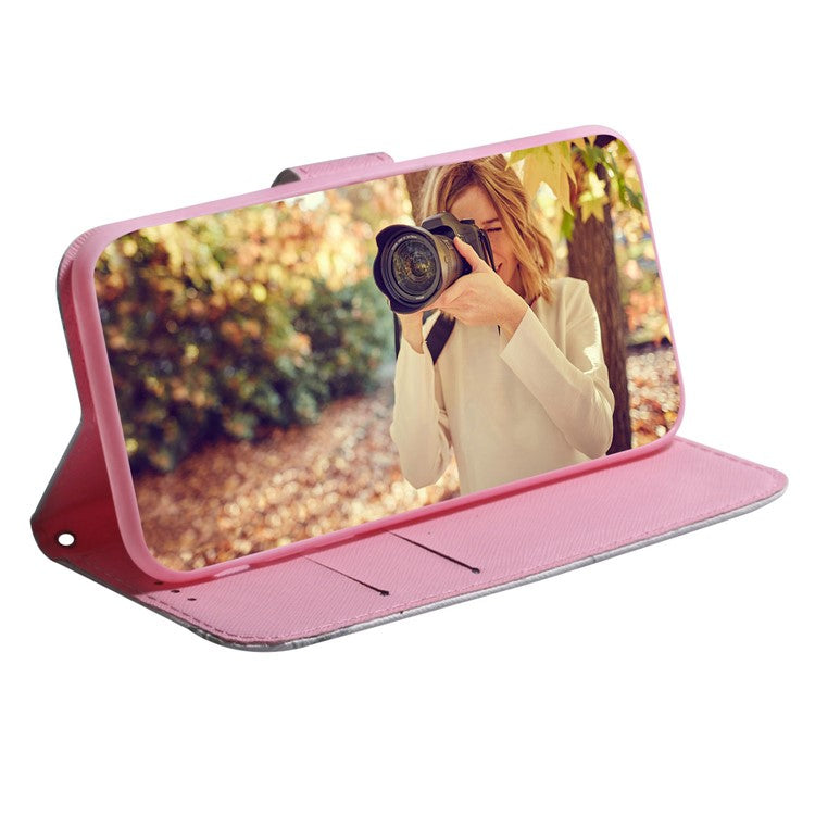Pattern Printing Full Body Protective PU Leather Phone Case Stand Magnetic Wallet Folio Cover for Realme 8i/Narzo 50 4G - Magnolia Flower