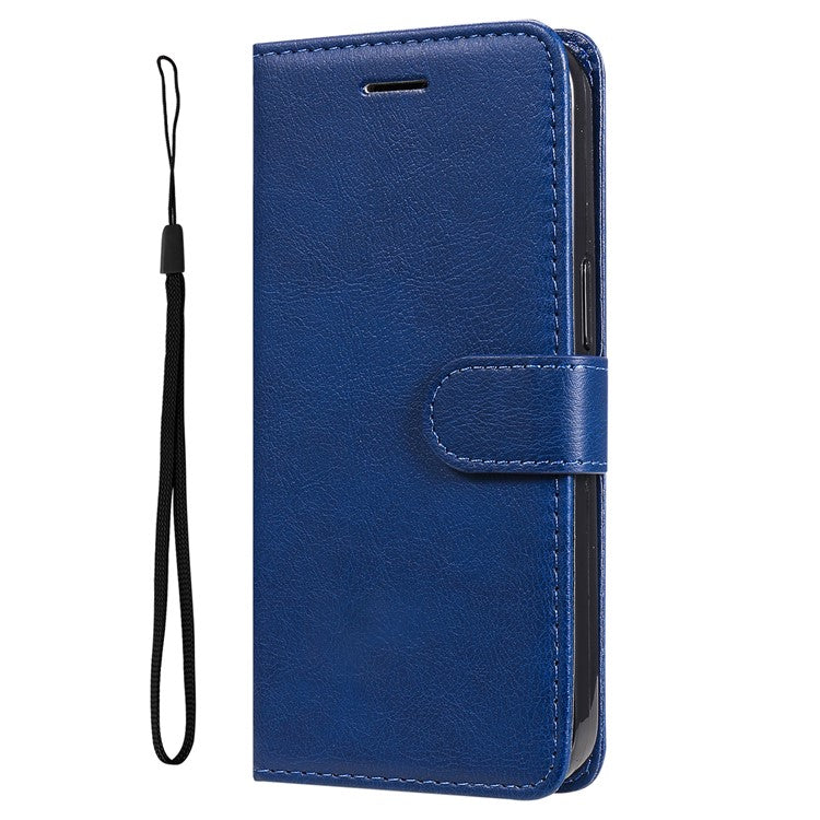For Realme 8i/Narzo 50 4G KT Leather Series-2 Solid Color Anti-scratch PU Leather Shell Magnetic Closure Wrist Strap Phone Cover with Wallet Stand - Blue