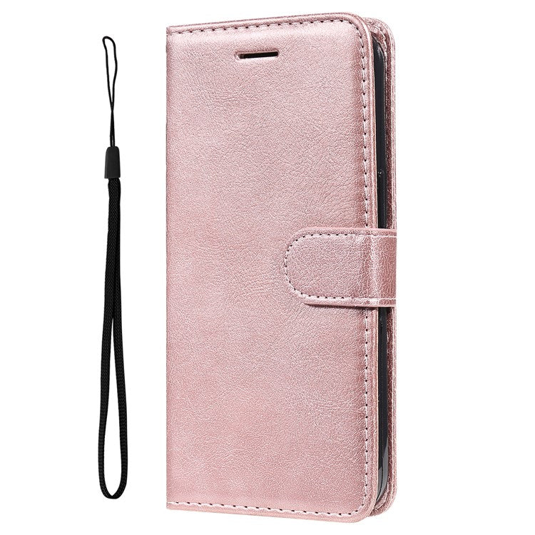 For Realme 8i/Narzo 50 4G KT Leather Series-2 Solid Color Anti-scratch PU Leather Shell Magnetic Closure Wrist Strap Phone Cover with Wallet Stand - Rose Gold