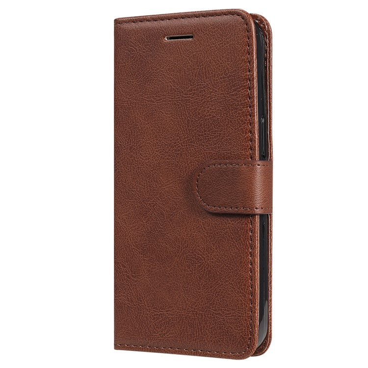 KT Leather Series-2 Solid Color Anti-drop PU Leather Case Magnetic Closure Phone Protective Cover with Wallet Stand for Realme GT Neo2 5G/GT Neo 3T 5G  - Brown