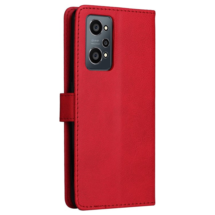 KT Leather Series-2 Solid Color Anti-drop PU Leather Case Magnetic Closure Phone Protective Cover with Wallet Stand for Realme GT Neo2 5G/GT Neo 3T 5G  - Red