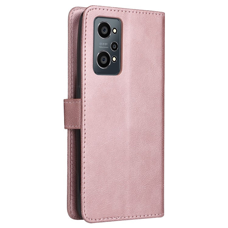 KT Leather Series-2 Solid Color Anti-drop PU Leather Case Magnetic Closure Phone Protective Cover with Wallet Stand for Realme GT Neo2 5G/GT Neo 3T 5G  - Rose Gold