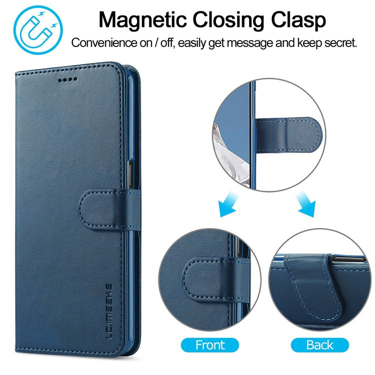 LC.IMEEKE PU Leather Wallet Stand Folio Flip Protective Phone Case Cover for Oppo A16/A54s/A16s/A56 5G - Blue