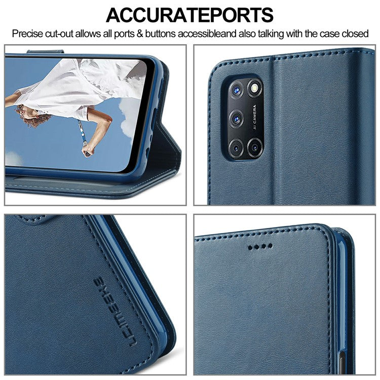 LC.IMEEKE PU Leather Wallet Stand Folio Flip Protective Phone Case Cover for Oppo A16/A54s/A16s/A56 5G - Blue