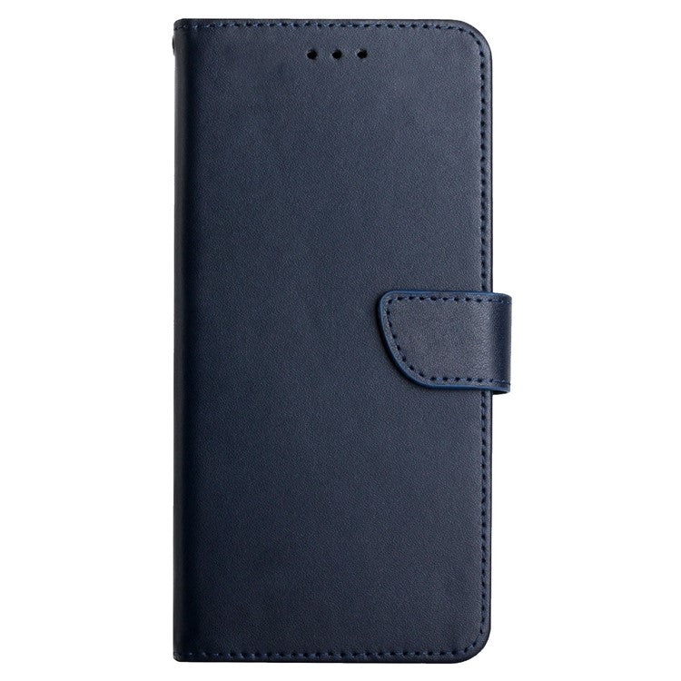 Nappa Texture Folio Flip Genuine Leather Phone Case Shockproof Magnetic Closure Stand Wallet Cover for Oppo A54 4G/A54s/A16/A16s - Blue