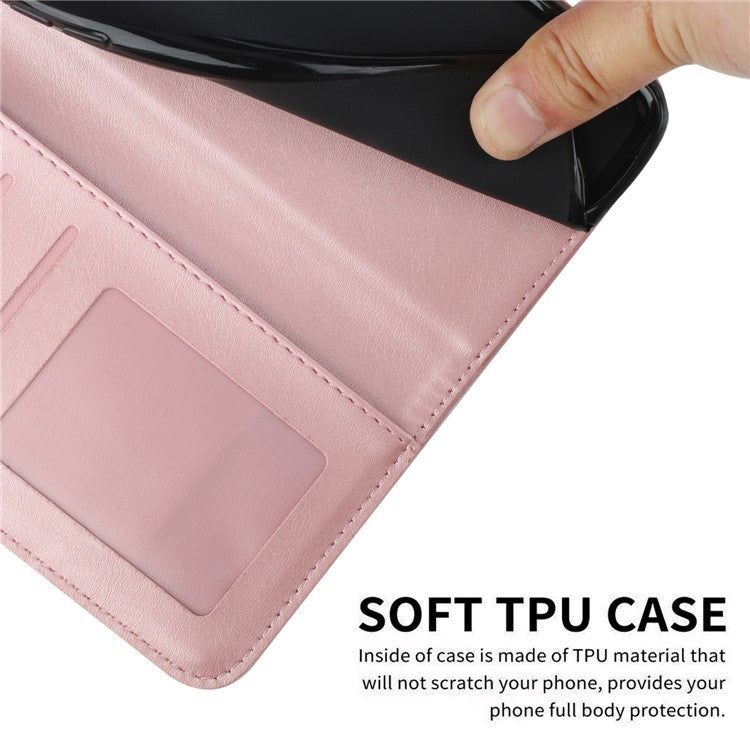 Stitching Lines Anti-fingerprint PU Leather Phone Protector Stand Wallet Cover Case for Oppo Reno5 4G/5G/Reno5 K/Find X3 Lite - Rose Gold