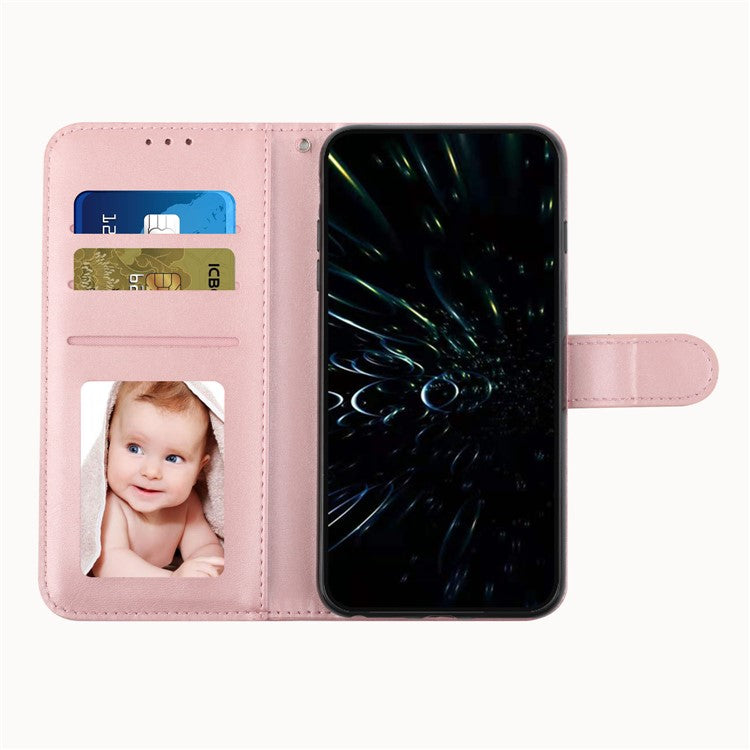 Stitching Lines Anti-fingerprint PU Leather Phone Protector Stand Wallet Cover Case for Oppo Reno5 4G/5G/Reno5 K/Find X3 Lite - Rose Gold