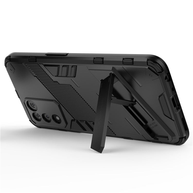 Scratch-resistant Drop-proof Soft TPU Hard PC Back Cover Shell with Kickstand for Oppo K9s 5G - Black