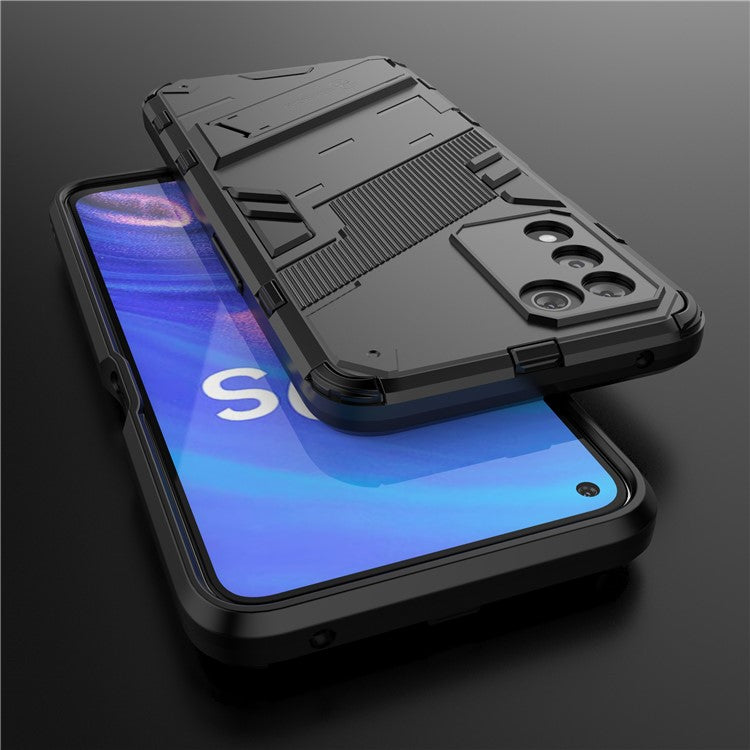 Scratch-resistant Drop-proof Soft TPU Hard PC Back Cover Shell with Kickstand for Oppo K9s 5G - Black