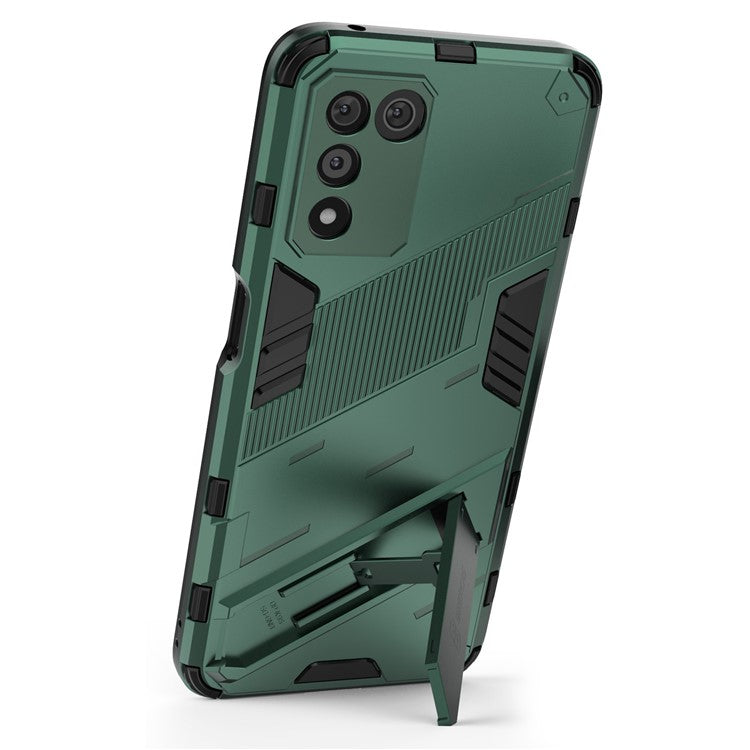 Scratch-resistant Drop-proof Soft TPU Hard PC Back Cover Shell with Kickstand for Oppo K9s 5G - Green