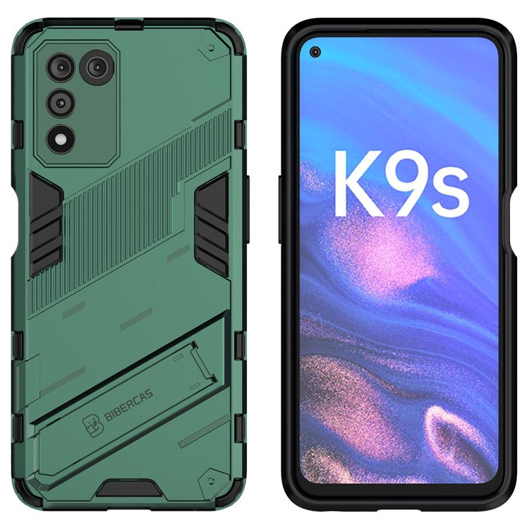 Scratch-resistant Drop-proof Soft TPU Hard PC Back Cover Shell with Kickstand for Oppo K9s 5G - Green