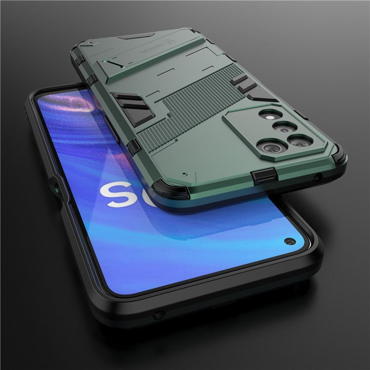 Scratch-resistant Drop-proof Soft TPU Hard PC Back Cover Shell with Kickstand for Oppo K9s 5G - Green