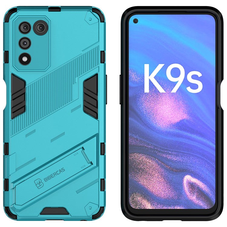 Scratch-resistant Drop-proof Soft TPU Hard PC Back Cover Shell with Kickstand for Oppo K9s 5G - Baby Blue