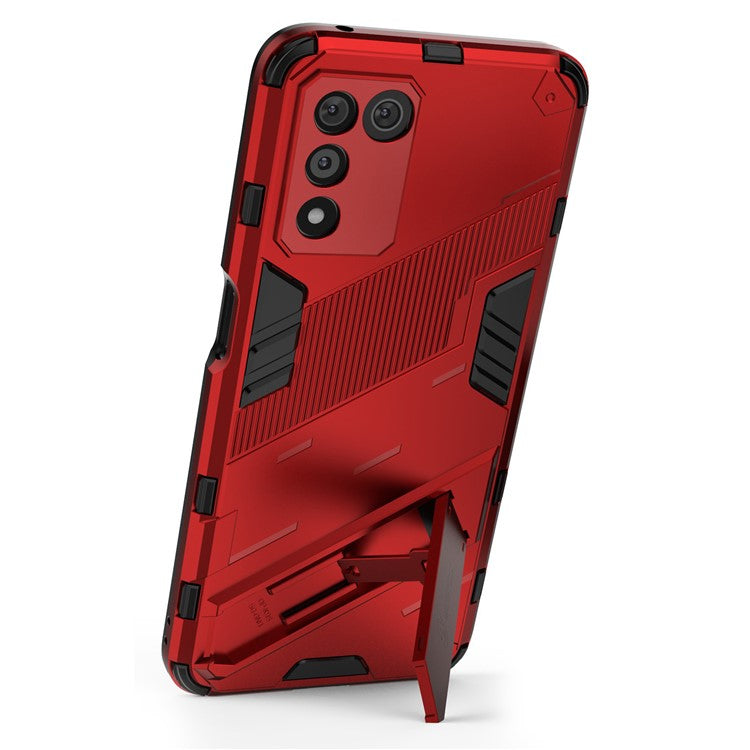 Scratch-resistant Drop-proof Soft TPU Hard PC Back Cover Shell with Kickstand for Oppo K9s 5G - Red