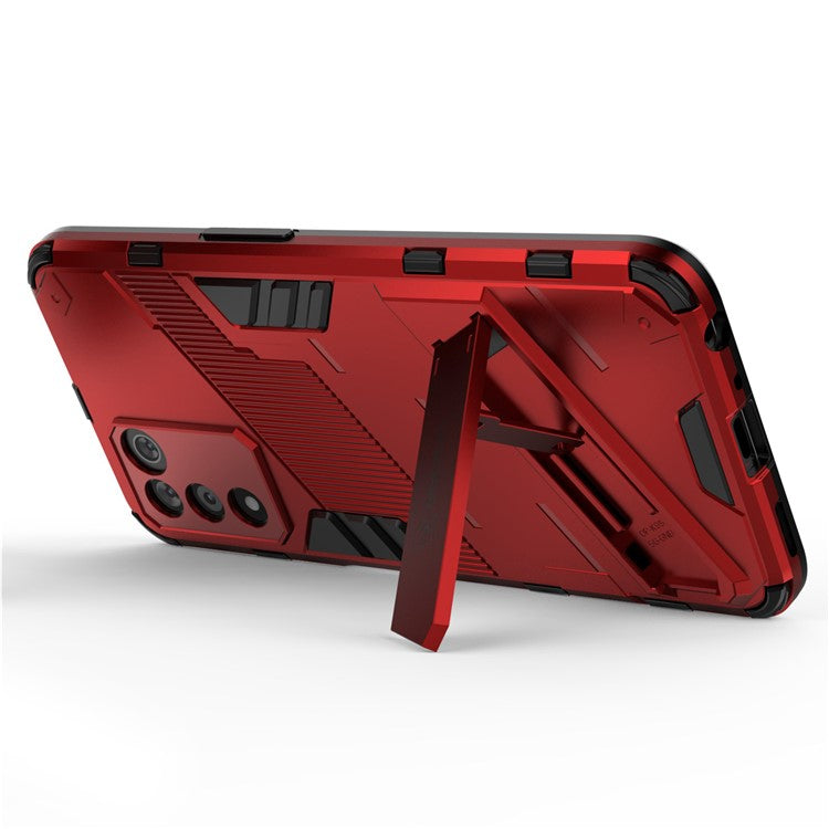 Scratch-resistant Drop-proof Soft TPU Hard PC Back Cover Shell with Kickstand for Oppo K9s 5G - Red