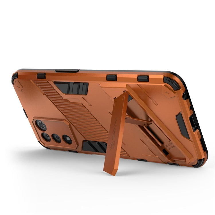 Scratch-resistant Drop-proof Soft TPU Hard PC Back Cover Shell with Kickstand for Oppo K9s 5G - Orange