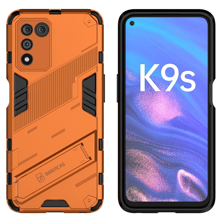 Scratch-resistant Drop-proof Soft TPU Hard PC Back Cover Shell with Kickstand for Oppo K9s 5G - Orange