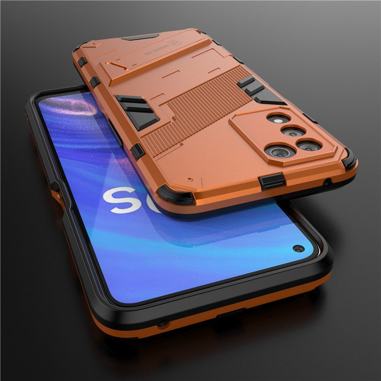 Scratch-resistant Drop-proof Soft TPU Hard PC Back Cover Shell with Kickstand for Oppo K9s 5G - Orange
