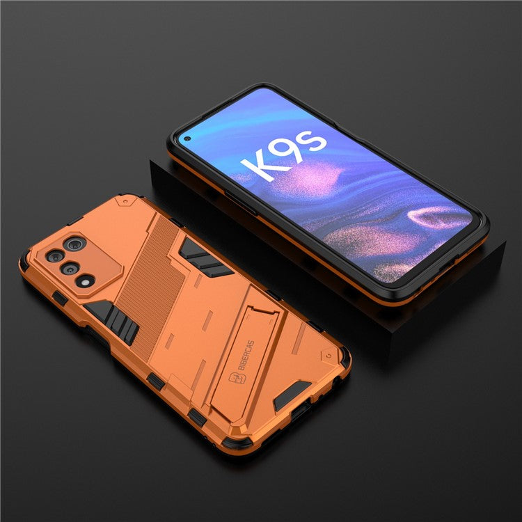 Scratch-resistant Drop-proof Soft TPU Hard PC Back Cover Shell with Kickstand for Oppo K9s 5G - Orange