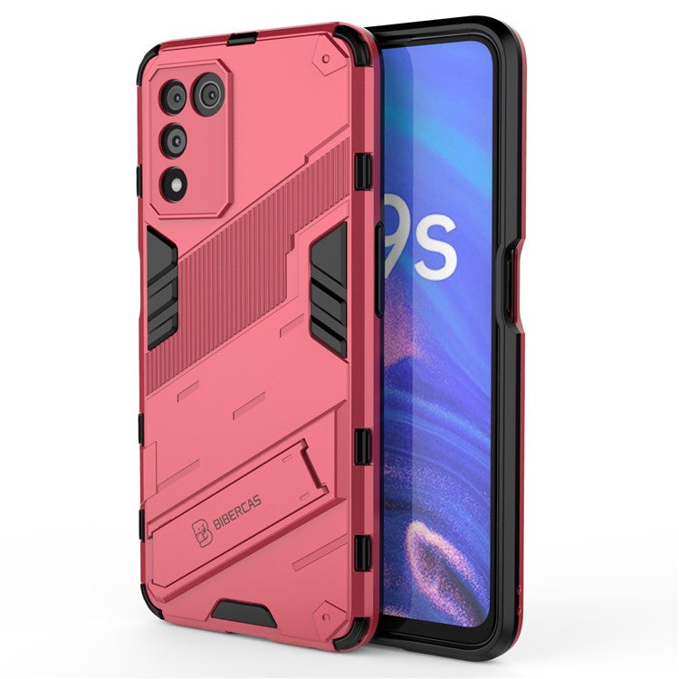 Scratch-resistant Drop-proof Soft TPU Hard PC Back Cover Shell with Kickstand for Oppo K9s 5G - Rose