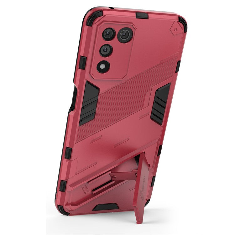 Scratch-resistant Drop-proof Soft TPU Hard PC Back Cover Shell with Kickstand for Oppo K9s 5G - Rose