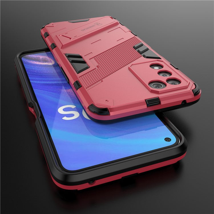 Scratch-resistant Drop-proof Soft TPU Hard PC Back Cover Shell with Kickstand for Oppo K9s 5G - Rose