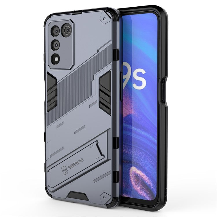 Scratch-resistant Drop-proof Soft TPU Hard PC Back Cover Shell with Kickstand for Oppo K9s 5G - Dark Blue