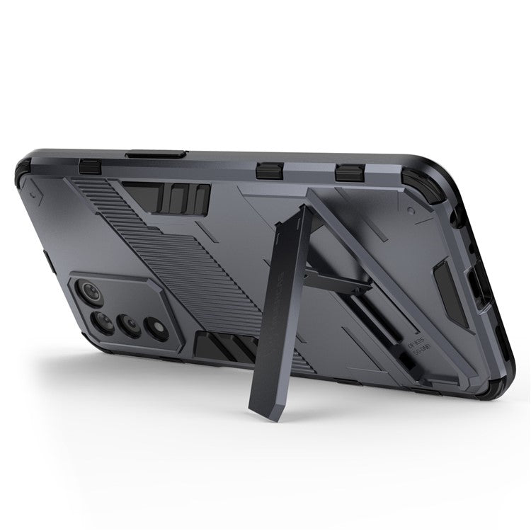 Scratch-resistant Drop-proof Soft TPU Hard PC Back Cover Shell with Kickstand for Oppo K9s 5G - Dark Blue