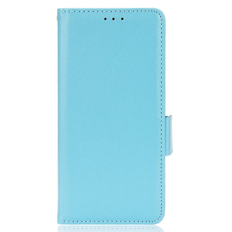 Well-protected Double Magnetic Clasp Litchi Texture PU Leather Stand Wallet Case Shell for Oppo Reno6 Pro+ 5G/Reno6 Pro 5G (Snapdragon) - Baby Blue