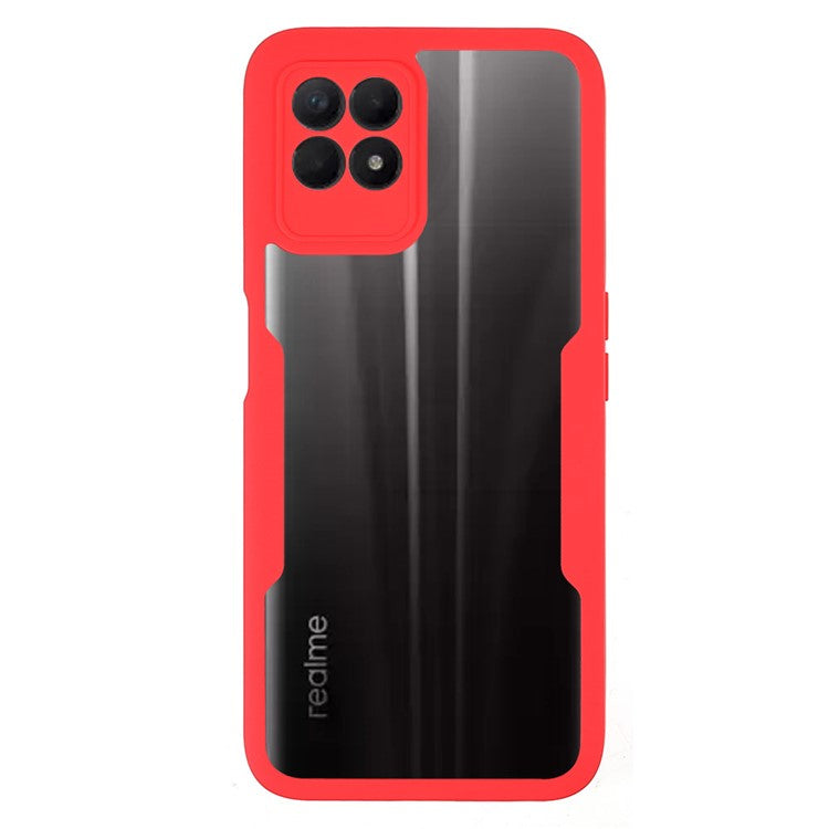 For Realme 8i/Narzo 50 4G Acrylic + TPU Hybrid Phone Case with PET Screen Protector 360-Degree Coverage Phone Protector - Red