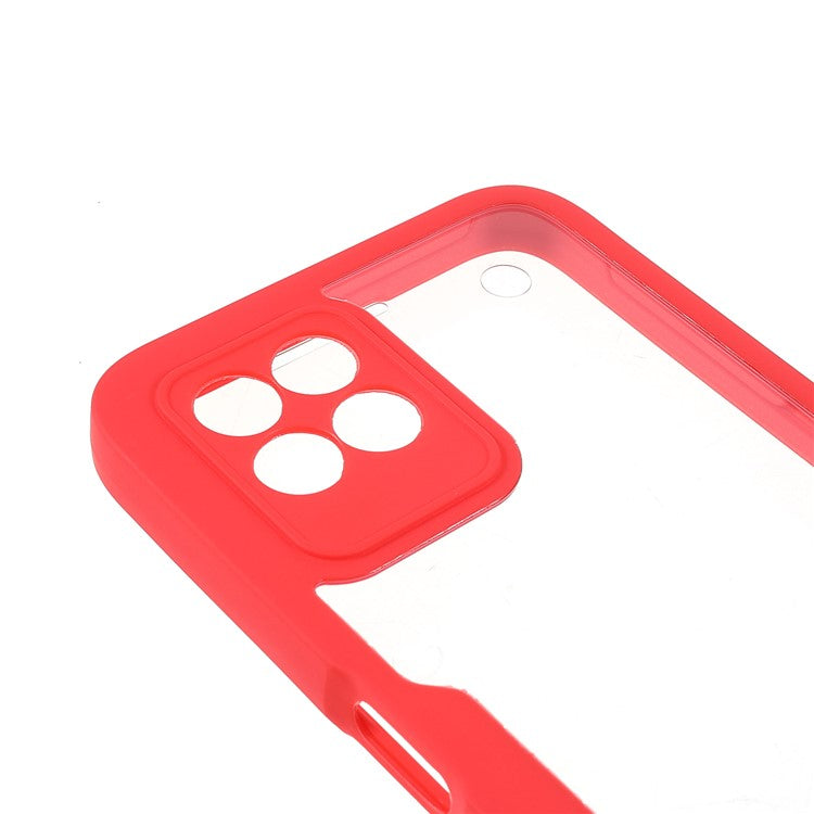 For Realme 8i/Narzo 50 4G Acrylic + TPU Hybrid Phone Case with PET Screen Protector 360-Degree Coverage Phone Protector - Red