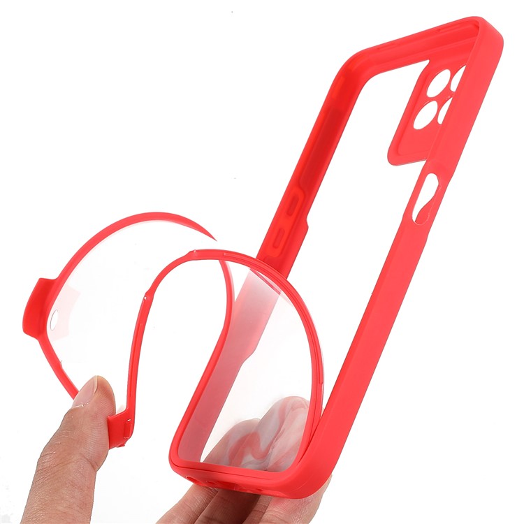 For Realme 8i/Narzo 50 4G Acrylic + TPU Hybrid Phone Case with PET Screen Protector 360-Degree Coverage Phone Protector - Red