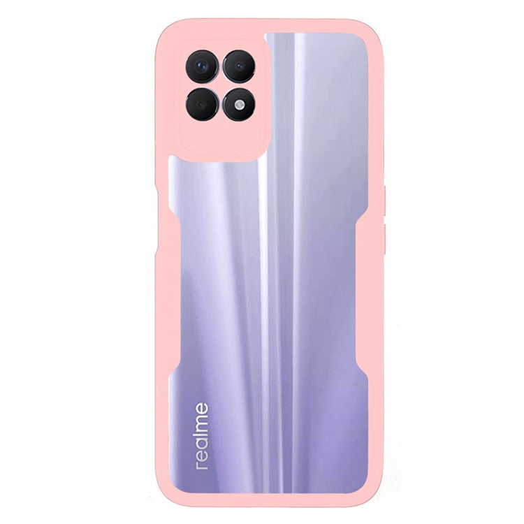 For Realme 8i/Narzo 50 4G Acrylic + TPU Hybrid Phone Case with PET Screen Protector 360-Degree Coverage Phone Protector - Pink