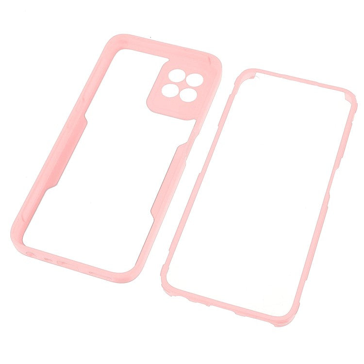 For Realme 8i/Narzo 50 4G Acrylic + TPU Hybrid Phone Case with PET Screen Protector 360-Degree Coverage Phone Protector - Pink