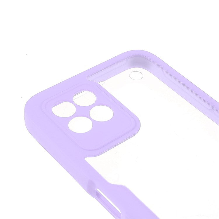 For Realme 8i/Narzo 50 4G Acrylic + TPU Hybrid Phone Case with PET Screen Protector 360-Degree Coverage Phone Protector - Purple