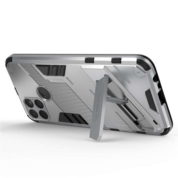 Kickstand Soft Flexible TPU + Hard PC Back Anti-Scratch Phone Cover for Realme C21Y - White