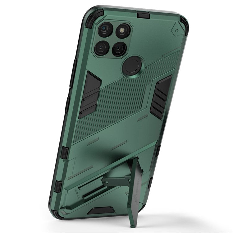 Kickstand Soft Flexible TPU + Hard PC Back Anti-Scratch Phone Cover for Realme C21Y - Green