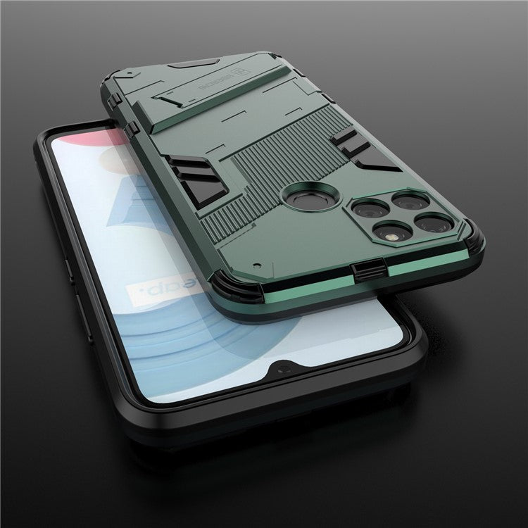 Kickstand Soft Flexible TPU + Hard PC Back Anti-Scratch Phone Cover for Realme C21Y - Green
