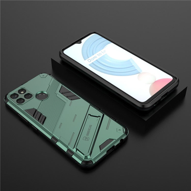 Kickstand Soft Flexible TPU + Hard PC Back Anti-Scratch Phone Cover for Realme C21Y - Green