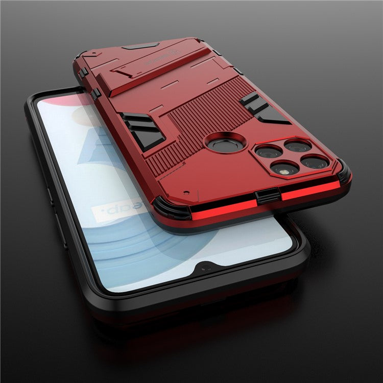 Kickstand Soft Flexible TPU + Hard PC Back Anti-Scratch Phone Cover for Realme C21Y - Red