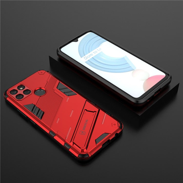Kickstand Soft Flexible TPU + Hard PC Back Anti-Scratch Phone Cover for Realme C21Y - Red