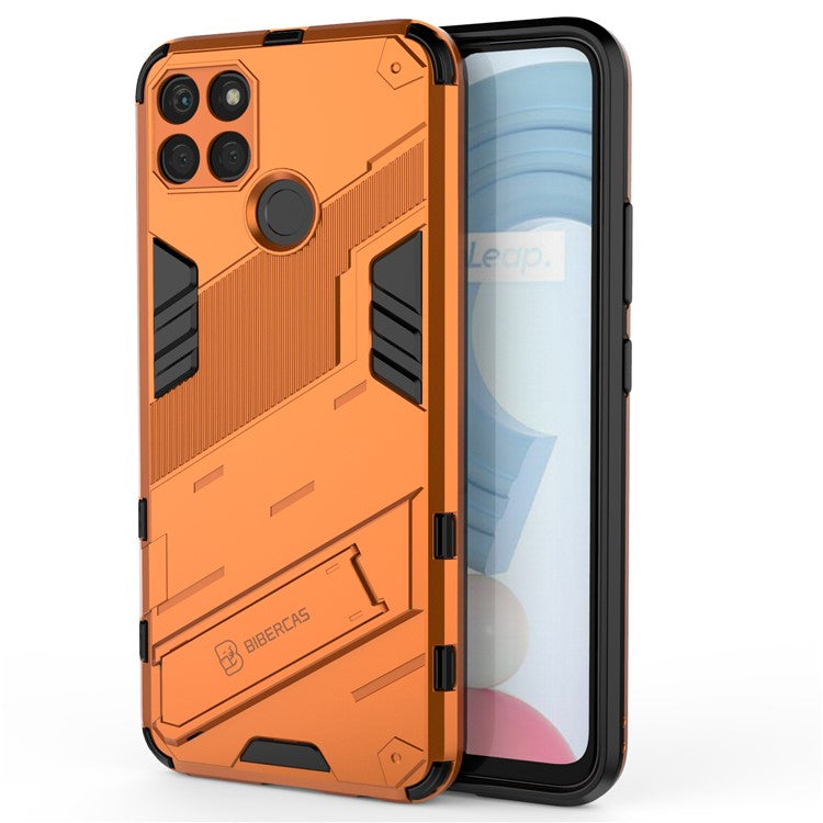 Kickstand Soft Flexible TPU + Hard PC Back Anti-Scratch Phone Cover for Realme C21Y - Orange